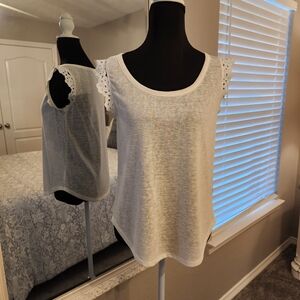 LC Lauren Conrad White Lace Tank Top